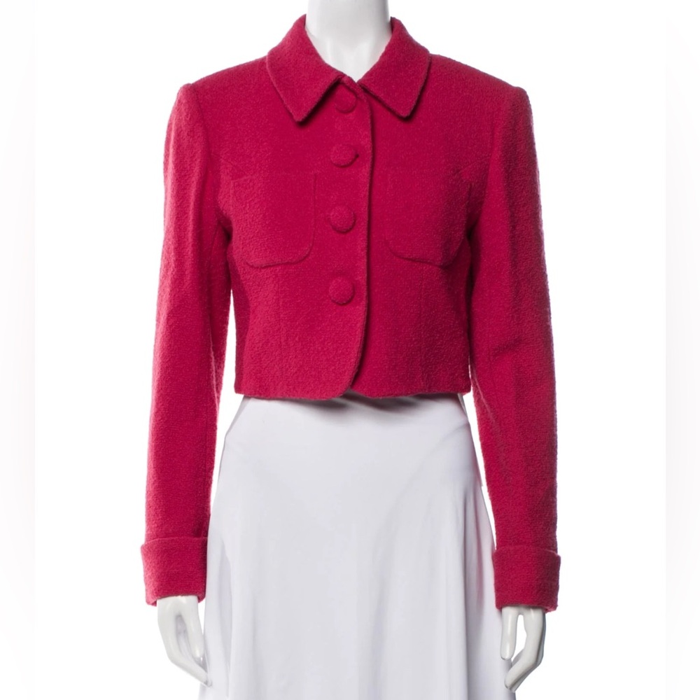 KENZO Pink Wool Blend 1990s Cropped Blazer 10